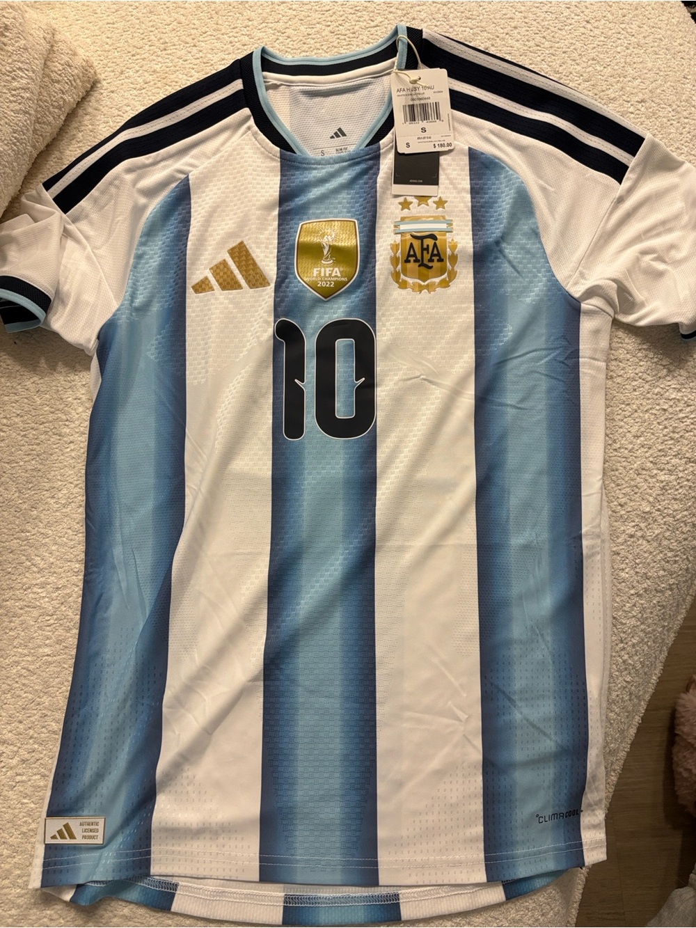 adidas Argentina #10 Soccer Jersey - Sky Blue, White & Gold